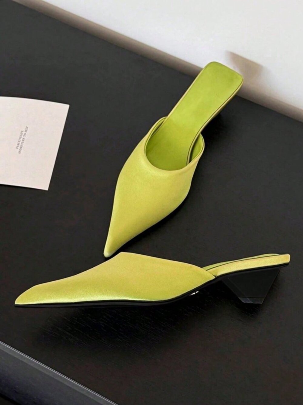 Green Business Casual Women's Pointed Toe Low Heel Sandals